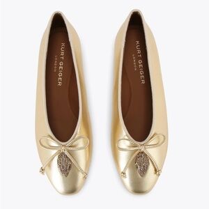 Kurt Geiger London Sloane Gold Eagle Head Women's Ballet Flats NWOT